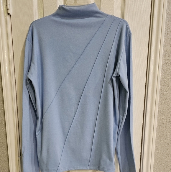 NWOT KSSYOU  Double Sided Half High Collar Fishbone Pattern Powder Blue XXL - Picture 4 of 11